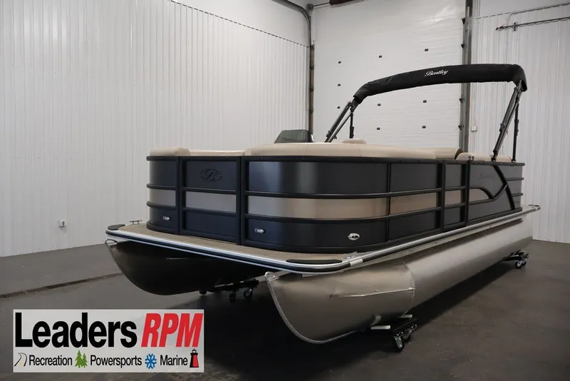 The Image of 2027 Bentley Pontoons 200 CRUISE XL in showroom, Leaders RPM branding visible. - 1