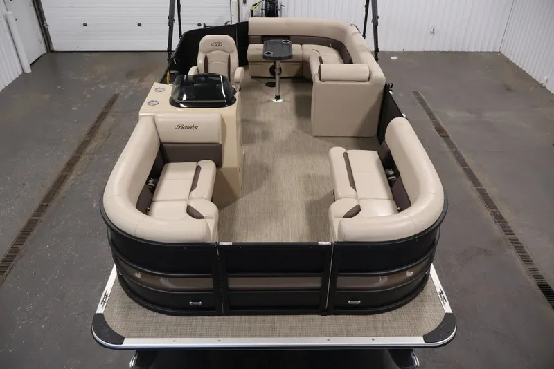 Slide: The Image of 2027 Bentley Pontoons 200 CRUISE XL interior with beige seating and modern design. - 9