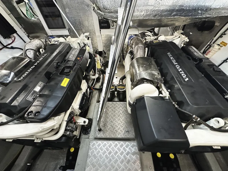 Slide: The Image of Engine room of 2015 Sunseeker Predator 57 yacht with Volvo Penta engines. - 45