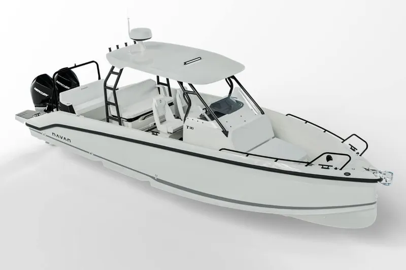 The Image of Manufacturer Provided Image: 2026 Navan T30 boat with dual Mercury engines, sleek white design, and modern features. - 0
