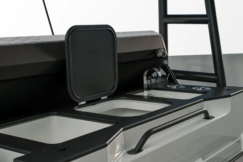 Slide: The Image of Manufacturer Provided Image: 2026 Navan T30 boat interior with sink and storage compartments. - 6