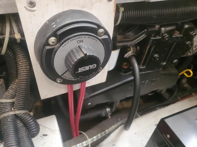Slide: The Image of Battery switch in a 2000 Carver 356 Aft Cabin Motor Yacht engine compartment. - 41