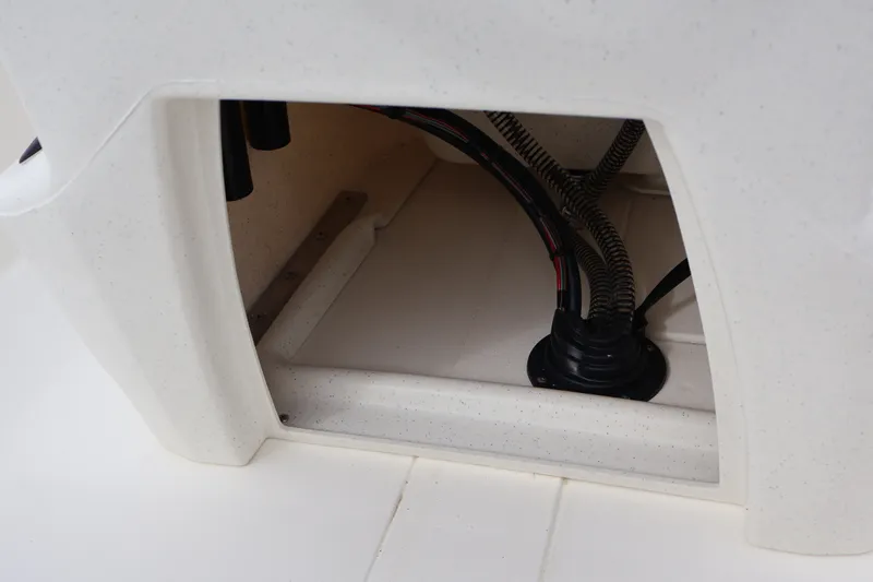 Slide: The Image of 2026 Mako Pro Skiff 13 CC interior wiring and compartment detail. - 17