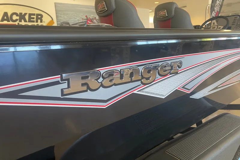 Slide: The Image of 2026 Ranger VS1882SC Reata boat with sleek design and bold branding. - 2