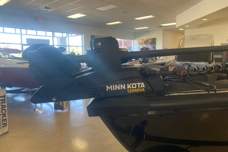 Slide: The Image of Minn Kota Terrova motor on 2026 Ranger VS1882SC Reata boat in showroom. - 5