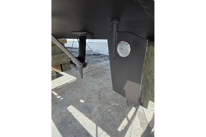 Slide: The Image of Underwater view of 1993 McKinna 48 Pilothouse hull and rudder components. - 94