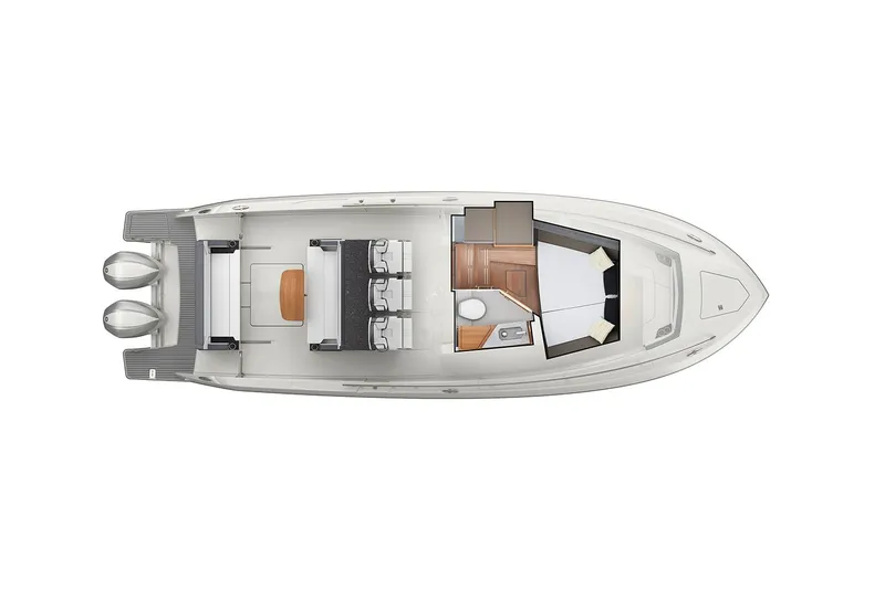 Slide: The Image of Manufacturer Provided Image: Top view of 2022 Tiara Yachts 34 LS boat layout with twin engines. - 42