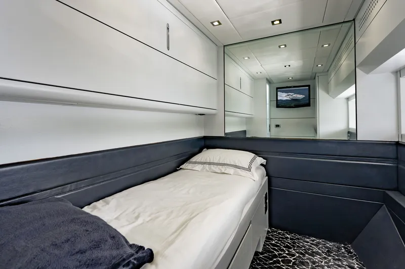 Slide: The Image of Luxurious cabin interior of 2010 Pershing 80 yacht with sleek design and modern amenities. - 73
