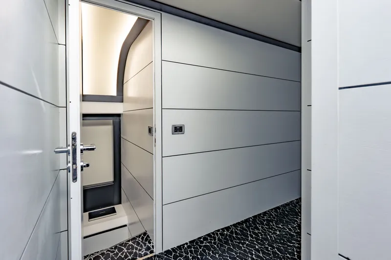 Slide: The Image of Modern interior of 2010 Pershing 80 yacht with sleek design and elegant lighting. - 49