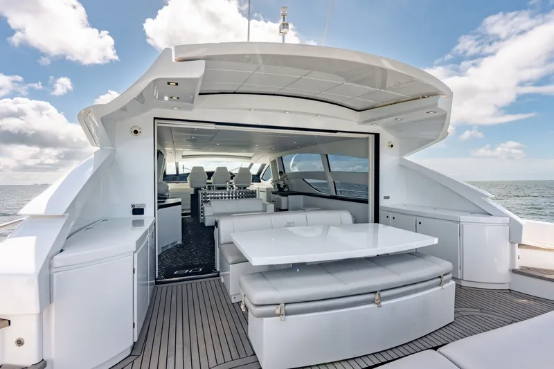 Slide: The Image of Luxurious 2010 Pershing 80 yacht with sleek interior and ocean view. - 23
