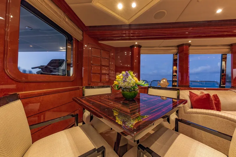 Slide: The Image of Luxurious interior of 2002 Christensen Trideck yacht with elegant dining area and ocean view. - 41