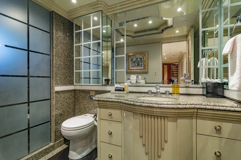 Slide: The Image of Luxurious yacht bathroom with granite countertops and elegant fixtures, Christensen Trideck 2002. - 29