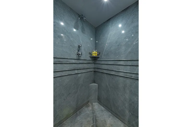 Slide: The Image of Luxurious marble shower interior on Christensen Trideck yacht, 2002 model. - 33