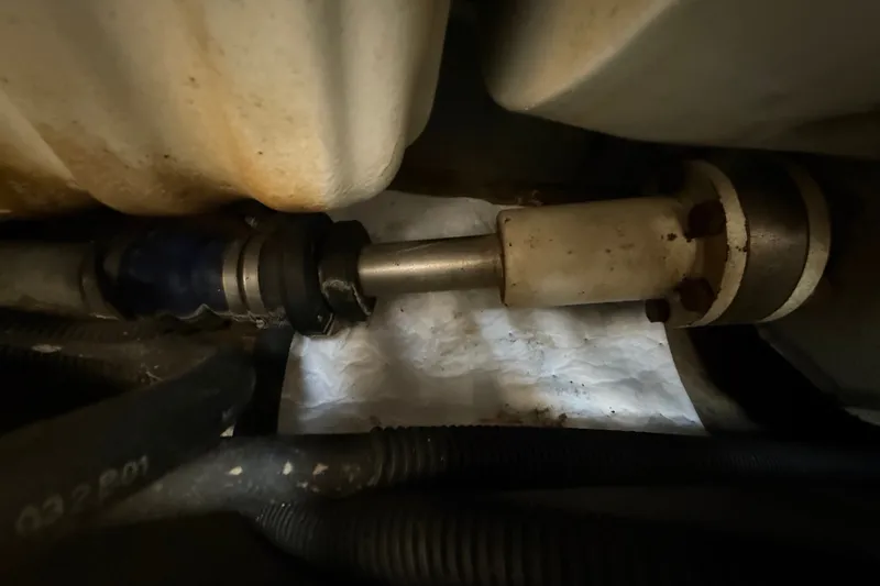 Slide: The Image of Close-up of mechanical components in a 2002 Sea Ray Sundancer 460 yacht. - 82