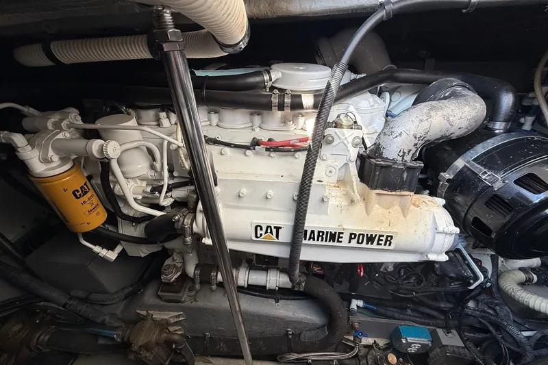 Slide: The Image of Engine compartment of a 2002 Sea Ray Sundancer 460 with CAT Marine Power engine. - 78