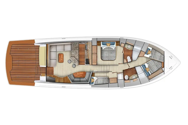 Slide: The Image of Manufacturer Provided Image: Floor plan of 2026 Viking 58 Convertible yacht, featuring spacious cabins and modern amenities. - 60