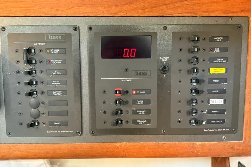 Slide: The Image of Electrical control panel on a 1994 J Boats J/120 sailboat. - 34