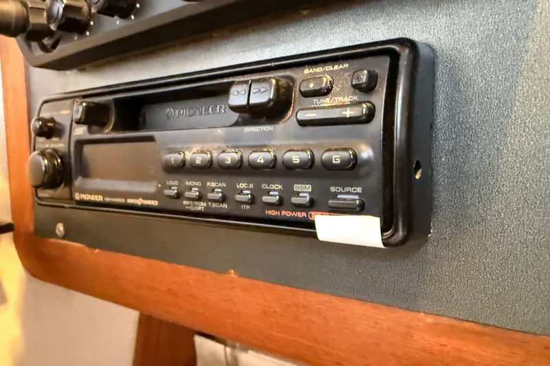 Slide: The Image of Pioneer stereo system in a 1994 J Boats J/120 yacht interior. - 36