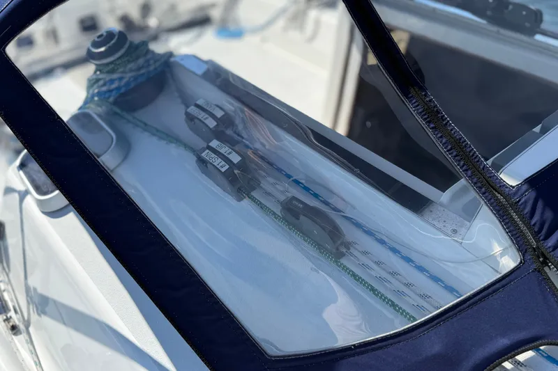Slide: The Image of Close-up of 1994 J Boats J/120 sailboat rigging and winch system. - 66