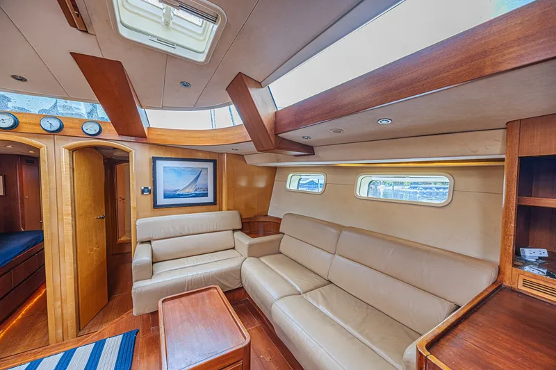 Slide: The Image of Luxurious interior of 2007 CNB 70 yacht with leather seating and wooden accents. - 42