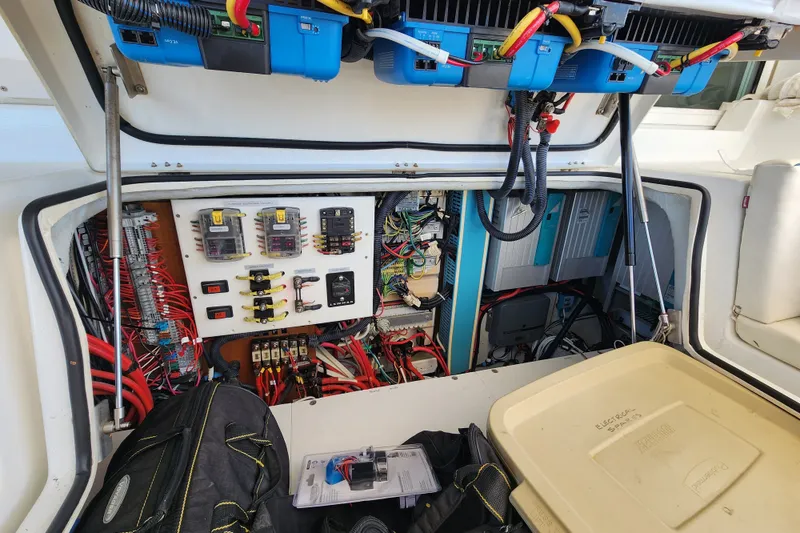 Slide: The Image of Electrical system of a 2008 Lagoon 500 yacht, showcasing wiring and components. - 61