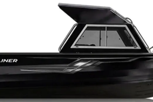 The Image of 2027 Crestliner 2050 Commander Hardtop boat, sleek black design, side view. - 1