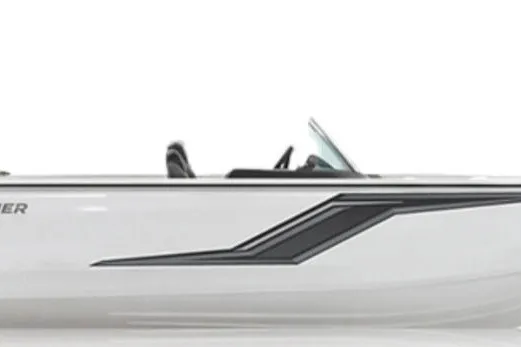 The Image of 2027 Crestliner 1850 Hawk SC boat, sleek white design with black accents. - 1