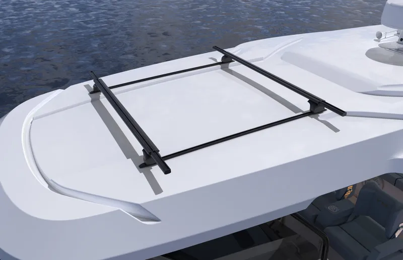 Slide: The Image of The image shows the roof of a 2027 Cruisers Yachts 45 VTR with roof racks. - 28