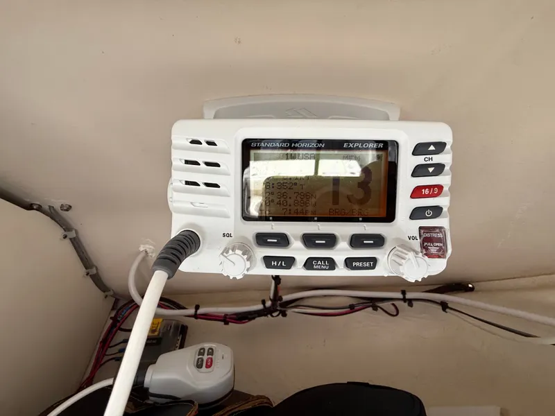 Slide: The Image of A Standard Horizon radio is mounted inside a boat. - 26