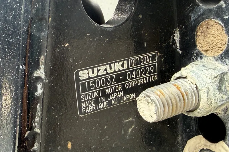 Slide: The Image of Close-up of Suzuki motor label on 2021 Key Largo 2650WI boat. - 20