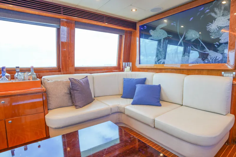 Slide: The Image of Luxurious Monte Fino 82MY 2001 yacht interior with plush seating and elegant decor. - 22