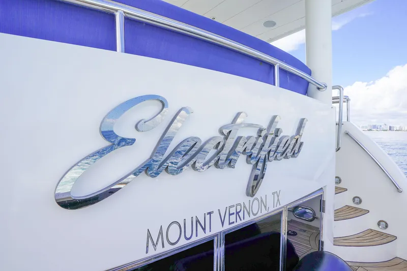 Slide: The Image of Monte Fino 82MY yacht "Electrified" from 2001, docked in Mount Vernon, TX. - 14