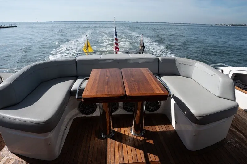 Slide: The Image of Luxury seating area on 2021 Princess S66 yacht with ocean view. - 17