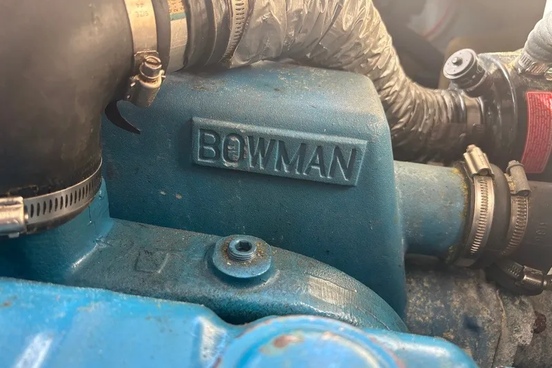 Slide: The Image of Close-up of a Bowman engine component in a 1975 Gulfstar 43 Trawler. - 106