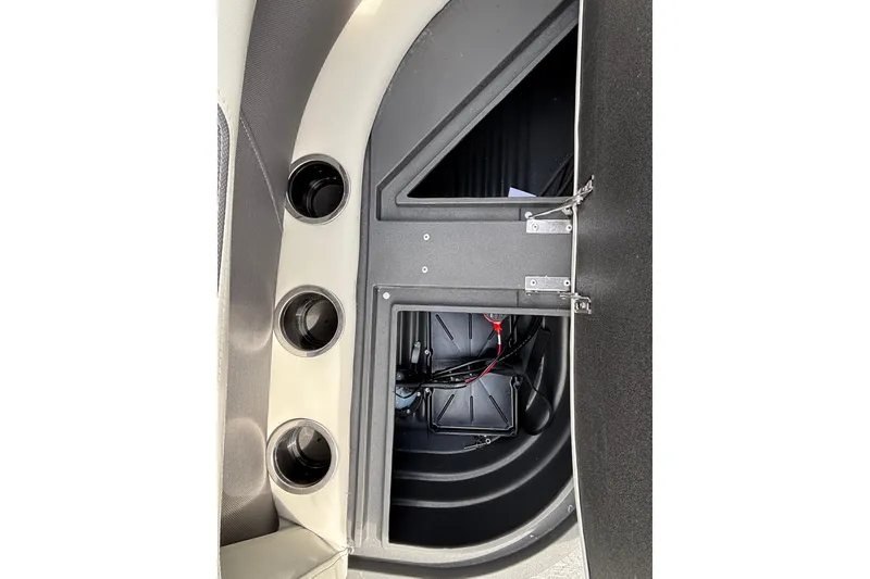 Slide: The Image of Interior storage compartment of 2027 Sun Tracker Bass Buggy 16 XL Select boat. - 13