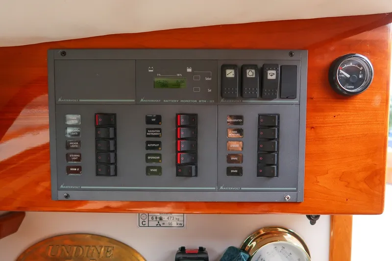 Slide: The Image of Control panel of a 2009 Morris M36 boat with Mastervolt battery monitor. - 48