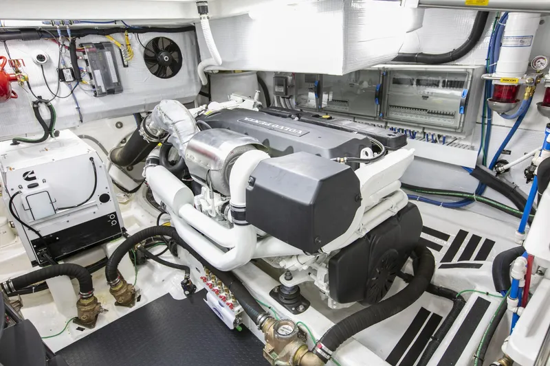 Slide: The Image of Engine room of 2026 Sabre 58 Salon Express yacht, showcasing modern machinery and components. - 27