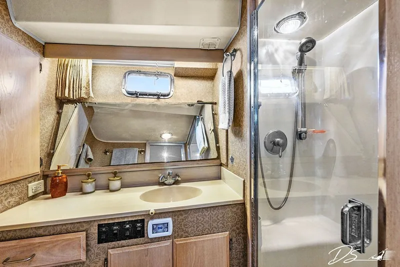 Slide: The Image of Bathroom interior of 1993 Tollycraft 57 Pilothouse Motor Yacht with shower and vanity. - 14
