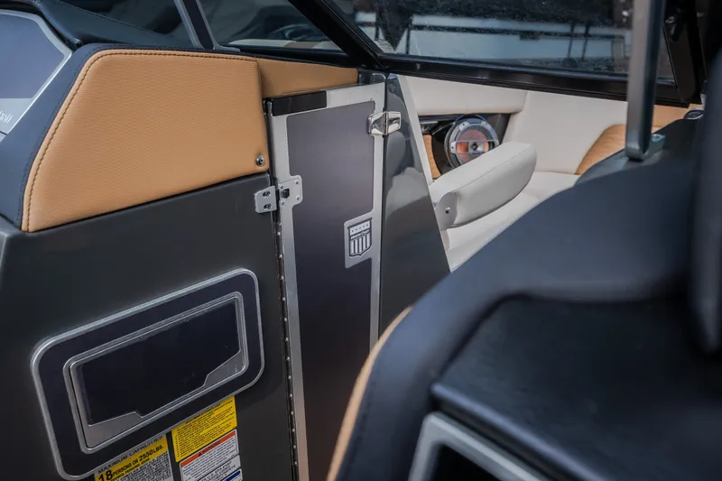 Slide: The Image of Interior view of 2021 MasterCraft X24 boat, featuring sleek design and premium materials. - 44