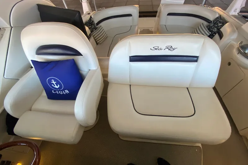 Slide: The Image of Interior seating of 2006 Sea Ray 38 Sundancer yacht with branded upholstery. - 15