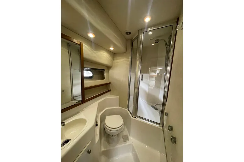 Slide: The Image of Bathroom interior of 1995 Bayliner 4788 Pilot House Motoryacht with shower and toilet. - 32