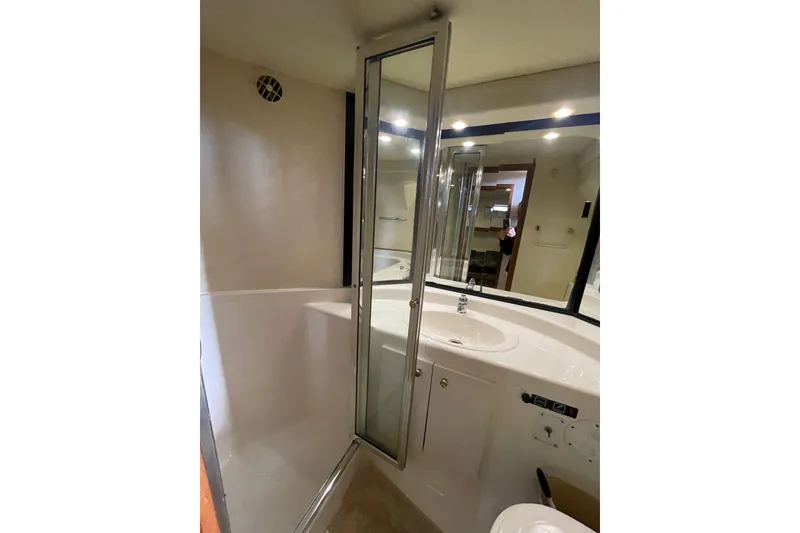 Slide: The Image of Bathroom interior of 1995 Bayliner 4788 Pilot House Motoryacht with shower and sink. - 29