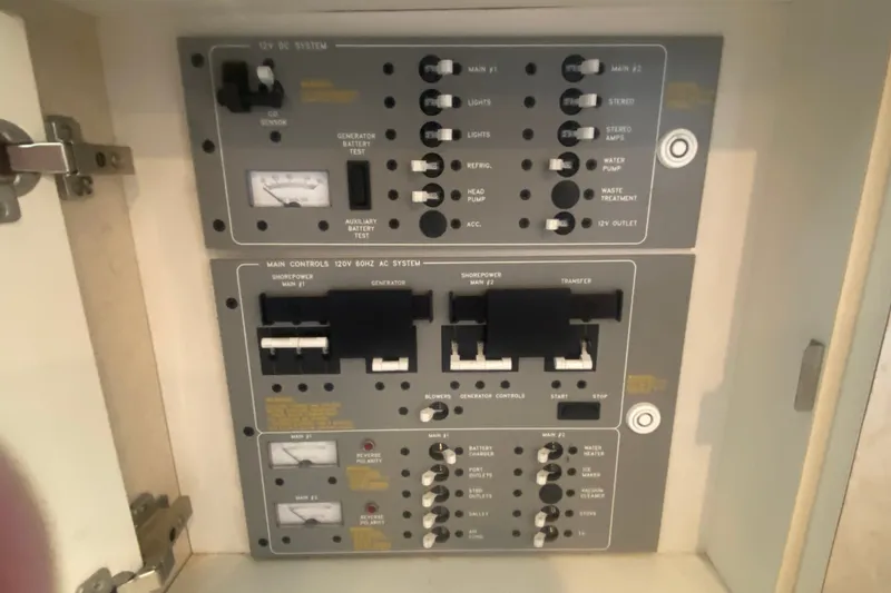 Slide: The Image of Electrical control panel on a 2001 Formula 370 Super Sport boat. - 32
