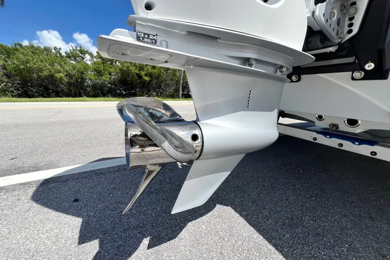 Slide: The Image of Close-up of a Vtech 18 Flats 2025 boat propeller on a sunny day. - 7