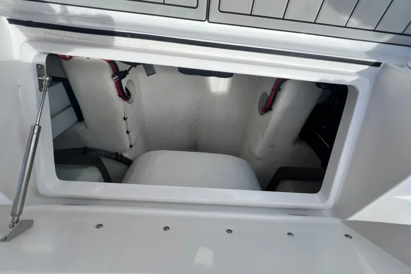 Slide: The Image of Open storage compartment in Vtech 18 model boat, showcasing interior details, 2025 design. - 69