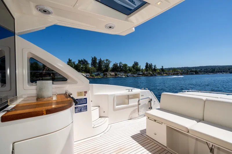 Slide: The Image of Luxurious 2015 Absolute 56 STC yacht interior with scenic waterfront view. - 55