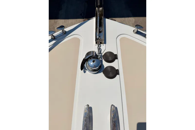 Slide: The Image of Bow of 2009 MJM 29z Downeast boat with anchor chain and fittings. - 17