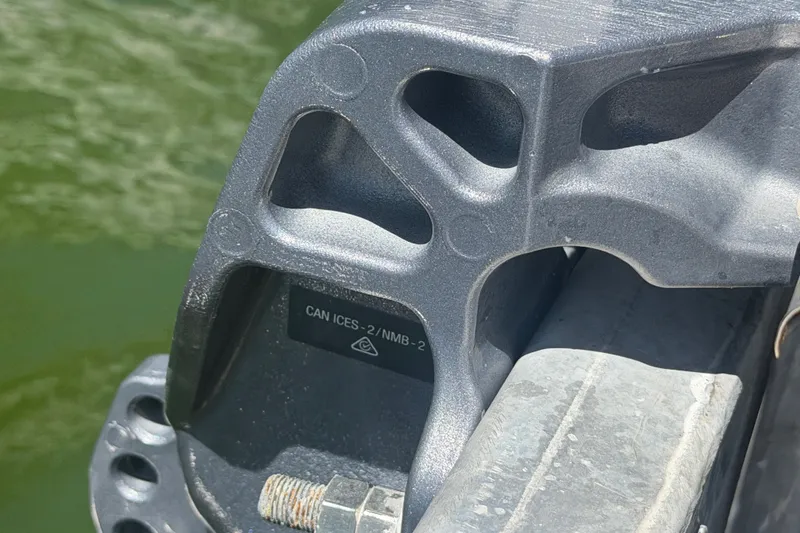 Slide: The Image of Close-up of a 2023 Bennington 20 SVL boat component with CAN ICES-2/NMB-2 label. - 21