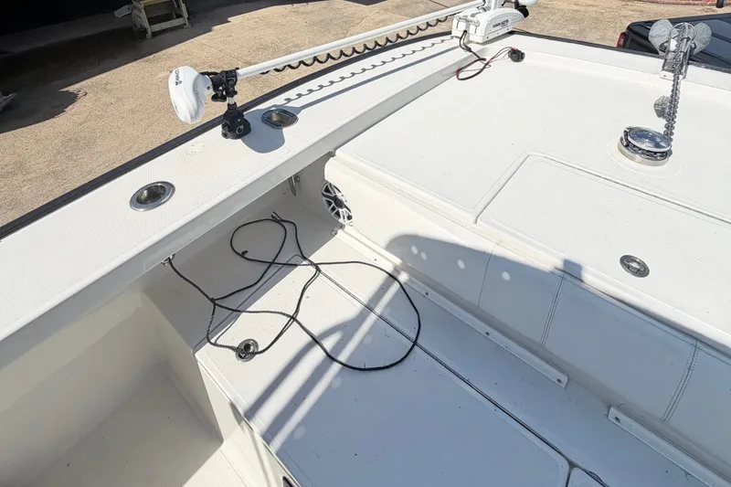 Slide: The Image of 2015 Calcutta 263 boat deck with trolling motor and anchor system. - 16
