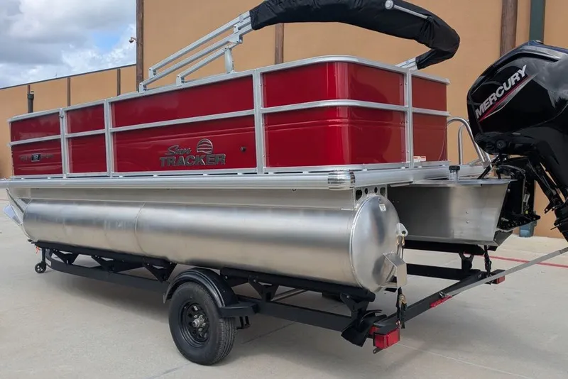 Slide: The Image of 2027 Sun Tracker Party Barge 18 DLX pontoon boat with Mercury outboard motor. - 13